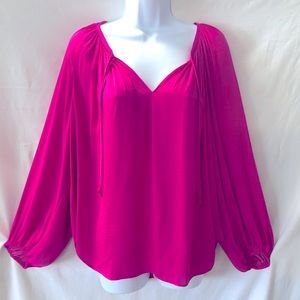Jennifer Lopez Clubbing Chic Hot Fuscia Puffy Sleeve Top RN 73277